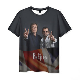 Мужская футболка 3D с принтом The Beatles , 100% полиэфир | прямой крой, круглый вырез горловины, длина до линии бедер | england | flag | group | music | rock | the beatles | битлз | группа | музыка