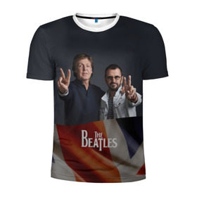 Мужская футболка 3D спортивная с принтом The Beatles , 100% полиэстер с улучшенными характеристиками | приталенный силуэт, круглая горловина, широкие плечи, сужается к линии бедра | england | flag | group | music | rock | the beatles | битлз | группа | музыка