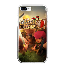 Чехол для iPhone 7Plus/8 Plus матовый с принтом Clash of Clans , Силикон | Область печати: задняя сторона чехла, без боковых панелей | base | clan wars | coc | hall | hog rider | royale | town | trap | база | гоблин | золото | клеш оф кленс | кок | крепость | кристаллы | трофей | эликсир