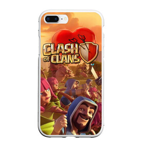 Чехол для iPhone 7Plus/8 Plus матовый с принтом Clash of Clans , Силикон | Область печати: задняя сторона чехла, без боковых панелей | base | clan wars | coc | hall | hog rider | royale | town | trap | база | гоблин | золото | клеш оф кленс | кок | крепость | кристаллы | трофей | эликсир