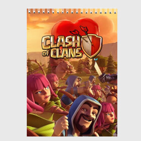 Скетчбук с принтом Clash of Clans , 100% бумага
 | 48 листов, плотность листов — 100 г/м2, плотность картонной обложки — 250 г/м2. Листы скреплены сверху удобной пружинной спиралью | base | clan wars | coc | hall | hog rider | royale | town | trap | база | гоблин | золото | клеш оф кленс | кок | крепость | кристаллы | трофей | эликсир