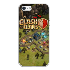 Чехол для iPhone 5/5S матовый с принтом Clash of Clans , Силикон | Область печати: задняя сторона чехла, без боковых панелей | base | clan wars | coc | hall | hog rider | royale | town | trap | база | гоблин | золото | клеш оф кленс | кок | крепость | кристаллы | трофей | эликсир