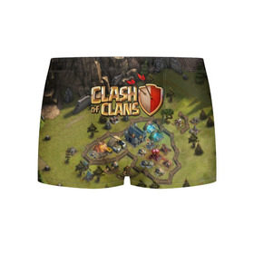 Мужские трусы 3D с принтом Clash of Clans , 50% хлопок, 50% полиэстер | классическая посадка, на поясе мягкая тканевая резинка | base | clan wars | coc | hall | hog rider | royale | town | trap | база | гоблин | золото | клеш оф кленс | кок | крепость | кристаллы | трофей | эликсир