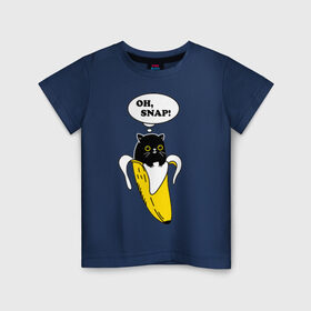 Детская футболка хлопок с принтом Oh, snap! , 100% хлопок | круглый вырез горловины, полуприлегающий силуэт, длина до линии бедер | Тематика изображения на принте: banana | cat | kitten | банан | кот | котенок | кошка