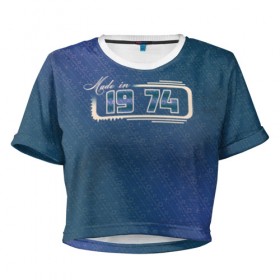 Женская футболка Cropp-top с принтом Made in 1974 , 100% полиэстер | круглая горловина, длина футболки до линии талии, рукава с отворотами | 1974 | абстракция