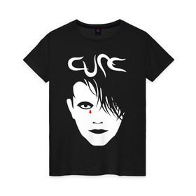 Женская футболка хлопок с принтом The Cure , 100% хлопок | прямой крой, круглый вырез горловины, длина до линии бедер, слегка спущенное плечо | Тематика изображения на принте: cure | robert james smith | the cure | готик рок | группы | музыка | постпанк | роберт смит | рок