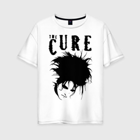 Женская футболка хлопок Oversize с принтом The Cure , 100% хлопок | свободный крой, круглый ворот, спущенный рукав, длина до линии бедер
 | Тематика изображения на принте: cure | robert james smith | the cure | готик рок | группы | музыка | постпанк | роберт смит | рок