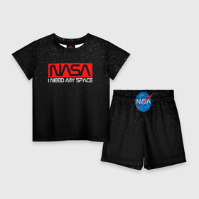 Детский костюм с шортами 3D с принтом NASA (НА СПИНЕ) ,  |  | galaxy | nasa | space | space company | star | астрономия | галактика | звезды | космическая компания | космос | наса