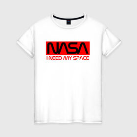 Женская футболка хлопок с принтом NASA (НА СПИНЕ) , 100% хлопок | прямой крой, круглый вырез горловины, длина до линии бедер, слегка спущенное плечо | flag | galaxy | nasa | space | space company | star | usa | астрономия | галактика | звезды | космическая компания | космос | наса | сша | флаг