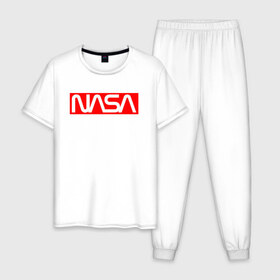 Мужская пижама хлопок с принтом NASA , 100% хлопок | брюки и футболка прямого кроя, без карманов, на брюках мягкая резинка на поясе и по низу штанин
 | galaxy | nasa | space | space company | star | астрономия | галактика | звезды | космическая компания | космос | наса