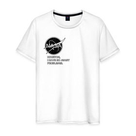 Мужская футболка хлопок с принтом NASA HOUSTON (ORIG.) , 100% хлопок | прямой крой, круглый вырез горловины, длина до линии бедер, слегка спущенное плечо. | galaxy | nasa | space | space company | star | астрономия | галактика | звезды | космическая компания | космос | наса