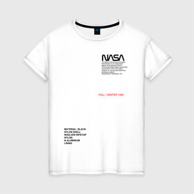 Женская футболка хлопок с принтом NASA | НАСА (НА СПИНЕ) , 100% хлопок | прямой крой, круглый вырез горловины, длина до линии бедер, слегка спущенное плечо | galaxy | nasa | space | space company | star | астрономия | галактика | звезды | космическая компания | космос | наса