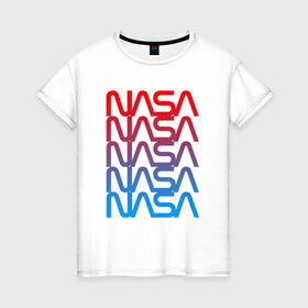 Женская футболка хлопок с принтом NASA , 100% хлопок | прямой крой, круглый вырез горловины, длина до линии бедер, слегка спущенное плечо | galaxy | nasa | space | space company | star | астрономия | галактика | звезды | космическая компания | космос | наса