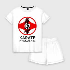 Женская пижама с шортиками хлопок с принтом Karate Kyokushin , 100% хлопок | футболка прямого кроя, шорты свободные с широкой мягкой резинкой | box | boxing | bruce lee | champion | dragon | fight | fighter | judo | muay thai | team | tiger | ufc | али | боевые | боец | бой | бокс | боксер | борьба | брюс ли | воин | дзюдо | дракон | единоборства | искусство | карате | контакт | кулак | лев