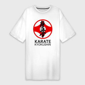 Платье-футболка хлопок с принтом Karate Kyokushin ,  |  | box | boxing | bruce lee | champion | dragon | fight | fighter | judo | muay thai | team | tiger | ufc | али | боевые | боец | бой | бокс | боксер | борьба | брюс ли | воин | дзюдо | дракон | единоборства | искусство | карате | контакт | кулак | лев