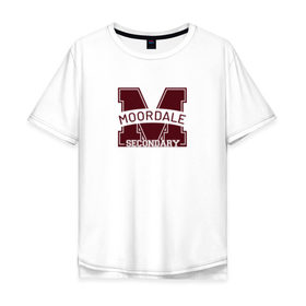 Мужская футболка хлопок Oversize с принтом Moordale School , 100% хлопок | свободный крой, круглый ворот, “спинка” длиннее передней части | moordale | moordale school | moordale secondary | половое воспитание