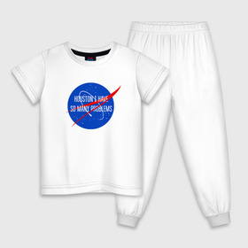 Детская пижама хлопок с принтом NASA , 100% хлопок |  брюки и футболка прямого кроя, без карманов, на брюках мягкая резинка на поясе и по низу штанин
 | houston i have so many problems | nasa | хьюстон у нас проблемы