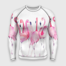 Мужской рашгард 3D с принтом Фламинго ,  |  | art | birds | flamingo | flock | illustration | pink | summer | watercolor | акварель | иллюстрация | искусство | лето | птицы | розовый | стая | фламинго