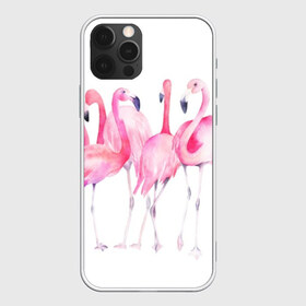 Чехол для iPhone 12 Pro Max с принтом Фламинго , Силикон |  | art | birds | flamingo | flock | illustration | pink | summer | watercolor | акварель | иллюстрация | искусство | лето | птицы | розовый | стая | фламинго