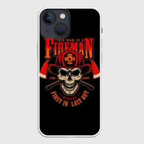 Чехол для iPhone 13 mini с принтом Пожарный ,  |  | axes | crossed | emblem | fire | fireman | helmet | red | retro | skull | vintage | каска | красные | огонь | пожарный | рэтро | скрещенные | старинная | топоры | череп | эмблема