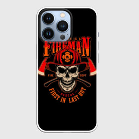 Чехол для iPhone 13 Pro с принтом Пожарный ,  |  | axes | crossed | emblem | fire | fireman | helmet | red | retro | skull | vintage | каска | красные | огонь | пожарный | рэтро | скрещенные | старинная | топоры | череп | эмблема