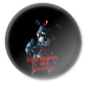 Значок с принтом Five Nights At Freddys ,  металл | круглая форма, металлическая застежка в виде булавки | five nights at freddys | foxy | аниматроники | игра | компьютерная игра | робот | фокси | фредди | фреди | чика