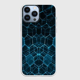 Чехол для iPhone 13 Pro Max с принтом НЕОНОВАЯ БРОНЯ ,  |  | abstraction | cyber | cyberpunk | future | geometry | hexagon | techno | texture | абстракция | броня | геометрия | кибер | краски | неон | неоновый | сетка | соты | стальная броня | текстура | шестигранники