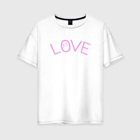 Женская футболка хлопок Oversize с принтом LIL PEEP LOVE , 100% хлопок | свободный крой, круглый ворот, спущенный рукав, длина до линии бедер
 | lil peep | lil prince | logo | music | pink | rap | зарубежная музыка | зарубежные | лил пип | лого | маленький принц | музыка | реп | розовый