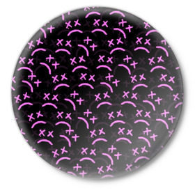 Значок с принтом LIL PEEP ,  металл | круглая форма, металлическая застежка в виде булавки | lil peep | lil prince | logo | music | pink | rap | зарубежная музыка | зарубежные | лил пип | лого | маленький принц | музыка | реп | розовый