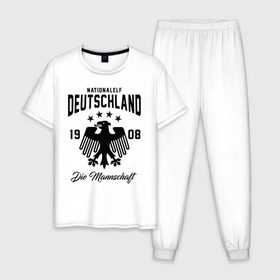 Мужская пижама хлопок с принтом Сборная Германии , 100% хлопок | брюки и футболка прямого кроя, без карманов, на брюках мягкая резинка на поясе и по низу штанин
 | deutsche | deutschland | die mannschaft | germany | германия | немецкая сборная | сборная | сборная гемании по футболу | сборная германии | форма | футбол