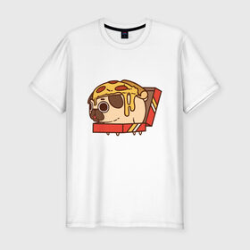 Мужская футболка премиум с принтом Pizza Dog , 92% хлопок, 8% лайкра | приталенный силуэт, круглый вырез ворота, длина до линии бедра, короткий рукав | amimals | cook | dog | doggy | food | pizza | woof | боксер | бульдог | бультерьер | волк | гав | доберман | дог | долматинец | друг | еда | животные | йорк | кок | мопс | овчарка | пёс | песик | питомец | пицца | повар | пудель