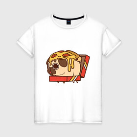 Женская футболка хлопок с принтом Pizza Dog , 100% хлопок | прямой крой, круглый вырез горловины, длина до линии бедер, слегка спущенное плечо | amimals | cook | dog | doggy | food | pizza | woof | боксер | бульдог | бультерьер | волк | гав | доберман | дог | долматинец | друг | еда | животные | йорк | кок | мопс | овчарка | пёс | песик | питомец | пицца | повар | пудель