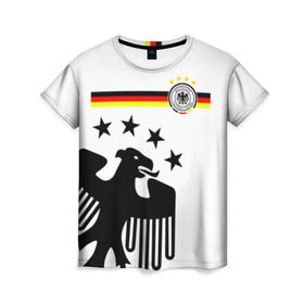 Женская футболка 3D с принтом Сборная Германии , 100% полиэфир ( синтетическое хлопкоподобное полотно) | прямой крой, круглый вырез горловины, длина до линии бедер | deutsche | deutschland | die mannschaft | germany | германия | немецкая сборная | сборная | сборная гемании по футболу | сборная германии | форма | футбол