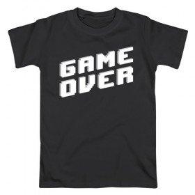 Мужская футболка хлопок с принтом Game Over , 100% хлопок | прямой крой, круглый вырез горловины, длина до линии бедер, слегка спущенное плечо. | Тематика изображения на принте: game | pixels | retro | игра | игра окончена | игры | пиксели | пиксель | ретро