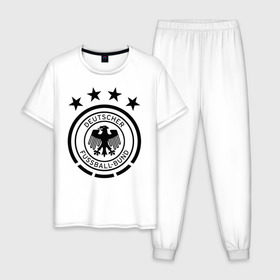 Мужская пижама хлопок с принтом Сборная Германии , 100% хлопок | брюки и футболка прямого кроя, без карманов, на брюках мягкая резинка на поясе и по низу штанин
 | deutsche | deutschland | die mannschaft | germany | германия | немецкая сборная | сборная | сборная гемании по футболу | сборная германии | форма | футбол