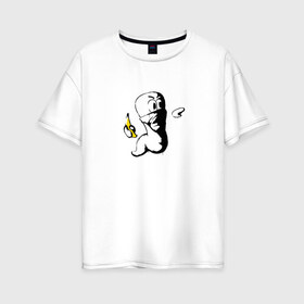 Женская футболка хлопок Oversize с принтом Worms , 100% хлопок | свободный крой, круглый ворот, спущенный рукав, длина до линии бедер
 | dos | банан | бэнкси | война | граната | граффити | игра | ретро | червяк | червячки | червячок
