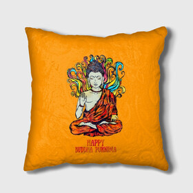 Подушка 3D с принтом Happy Buddha Purnima , наволочка – 100% полиэстер, наполнитель – холлофайбер (легкий наполнитель, не вызывает аллергию). | состоит из подушки и наволочки. Наволочка на молнии, легко снимается для стирки | Тематика изображения на принте: buddha | golden | happy | indian | kesa | lotus | monk | orange | ornament | pattern | pose | religion | shakyamuni | spiritual | te | будда | буддизм | духовный | золотой | индийский | кашая | кэса | лотос | оранжевый | орнамент | основатель | по