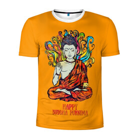 Мужская футболка 3D спортивная с принтом Happy Buddha Purnima , 100% полиэстер с улучшенными характеристиками | приталенный силуэт, круглая горловина, широкие плечи, сужается к линии бедра | buddha | golden | happy | indian | kesa | lotus | monk | orange | ornament | pattern | pose | religion | shakyamuni | spiritual | te | будда | буддизм | духовный | золотой | индийский | кашая | кэса | лотос | оранжевый | орнамент | основатель | по