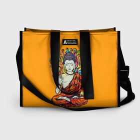 Сумка-шоппер 3D с принтом Happy Buddha Purnima , 100% полиэстер | застегивается на металлическую кнопку; внутренний карман застегивается на молнию. Стенки укреплены специальным мягким материалом, чтобы защитить содержимое от несильных ударов
 | buddha | golden | happy | indian | kesa | lotus | monk | orange | ornament | pattern | pose | religion | shakyamuni | spiritual | te | будда | буддизм | духовный | золотой | индийский | кашая | кэса | лотос | оранжевый | орнамент | основатель | по