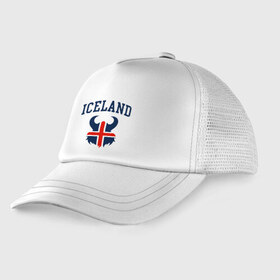 Детская кепка тракер с принтом Исландия , Козырек - 100% хлопок. Кепка - 100% полиэстер, Задняя часть - сетка | универсальный размер, пластиковая застёжка | iceland | iseland | исландия | сборная | сборная исландии | сборная исландии по футболу | сборные | форма | футбол | чемпионат мира по футболу