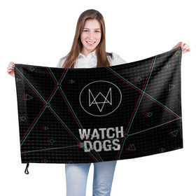 Флаг 3D с принтом WATCH DOGS , 100% полиэстер | плотность ткани — 95 г/м2, размер — 67 х 109 см. Принт наносится с одной стороны | action | ct os | ded sec | fox | gamer | glitch | hacker | player | watch dogs | watch dogs 2 | глитч | знак лиса | игра | компьютерная игра | хакер