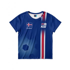 Детская футболка 3D с принтом Сборная Исландии , 100% гипоаллергенный полиэфир | прямой крой, круглый вырез горловины, длина до линии бедер, чуть спущенное плечо, ткань немного тянется | Тематика изображения на принте: iceland | iseland | исландия | сборная | сборная исландии | сборная исландии по футболу | сборные | форма | футбол | чемпионат мира по футболу