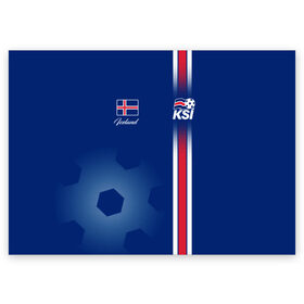 Поздравительная открытка с принтом Сборная Исландии , 100% бумага | плотность бумаги 280 г/м2, матовая, на обратной стороне линовка и место для марки
 | iceland | iseland | исландия | сборная | сборная исландии | сборная исландии по футболу | сборные | форма | футбол | чемпионат мира по футболу