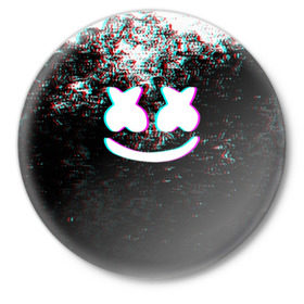 Значок с принтом MARSHMELLO GLITCH ,  металл | круглая форма, металлическая застежка в виде булавки | dj | glitch | marshmello | usa | америка | глитч | клубная музыка | маршмелло | музыка | музыкант