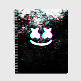 Тетрадь с принтом MARSHMELLO GLITCH МАРШМЕЛЛО НЕОН , 100% бумага | 48 листов, плотность листов — 60 г/м2, плотность картонной обложки — 250 г/м2. Листы скреплены сбоку удобной пружинной спиралью. Уголки страниц и обложки скругленные. Цвет линий — светло-серый
 | dj | glitch | marshmello | usa | америка | глитч | клубная музыка | маршмелло | музыка | музыкант