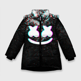 Зимняя куртка для девочек 3D с принтом MARSHMELLO GLITCH МАРШМЕЛЛО НЕОН , ткань верха — 100% полиэстер; подклад — 100% полиэстер, утеплитель — 100% полиэстер. | длина ниже бедра, удлиненная спинка, воротник стойка и отстегивающийся капюшон. Есть боковые карманы с листочкой на кнопках, утяжки по низу изделия и внутренний карман на молнии. 

Предусмотрены светоотражающий принт на спинке, радужный светоотражающий элемент на пуллере молнии и на резинке для утяжки. | Тематика изображения на принте: dj | glitch | marshmello | usa | америка | глитч | клубная музыка | маршмелло | музыка | музыкант