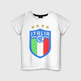 Детская футболка хлопок с принтом Сборная Италии , 100% хлопок | круглый вырез горловины, полуприлегающий силуэт, длина до линии бедер | italia | italy | squadra azzurra | италия | сборная италии | сборная италии по футболу | форма | футбольные сборные | чемпионат европы | чемпионат мира