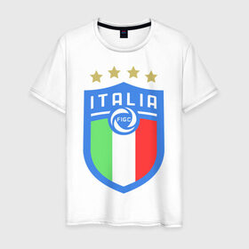 Мужская футболка хлопок с принтом Сборная Италии , 100% хлопок | прямой крой, круглый вырез горловины, длина до линии бедер, слегка спущенное плечо. | italia | italy | squadra azzurra | италия | сборная италии | сборная италии по футболу | форма | футбольные сборные | чемпионат европы | чемпионат мира