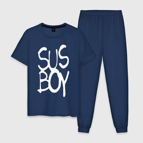 Мужская пижама хлопок с принтом Sus Boy , 100% хлопок | брюки и футболка прямого кроя, без карманов, на брюках мягкая резинка на поясе и по низу штанин
 | lil peep | rap | лил пип | рэп