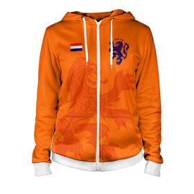 Женская толстовка 3D на молнии с принтом Сборная Голландии , 100% полиэстер | длина до линии бедра, манжеты и пояс оформлены мягкой тканевой резинкой, двухслойный капюшон со шнурком для регулировки, спереди молния, по бокам два кармана | holland | nederland | netherlands | голландия | нидерланды | сборная голландии | сборная голландии по футболу | сборная нидерландов | форма | футбольные сборные | чемпионат